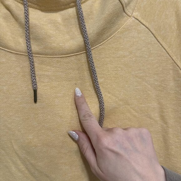 Toad&Co Hoodie Womens Small Yellow Covert Hemp Terry Pullover Sweatshirt Pockets - Picture 9 of 11